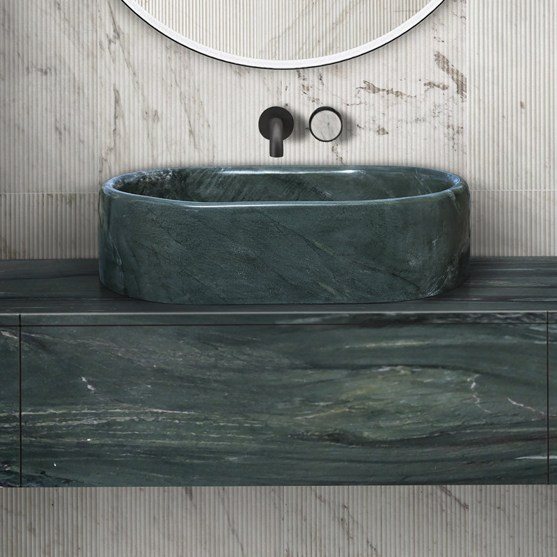 Vessel Sink, Oval-Shaped Sink For Bathroom, Green
