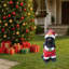 Statue de Noël caniche noir, figurine de chien des Fêtes en tenue de père Noël rouge