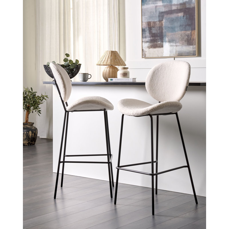 Luana Upholstered Counter Stool with Metal Frame, White