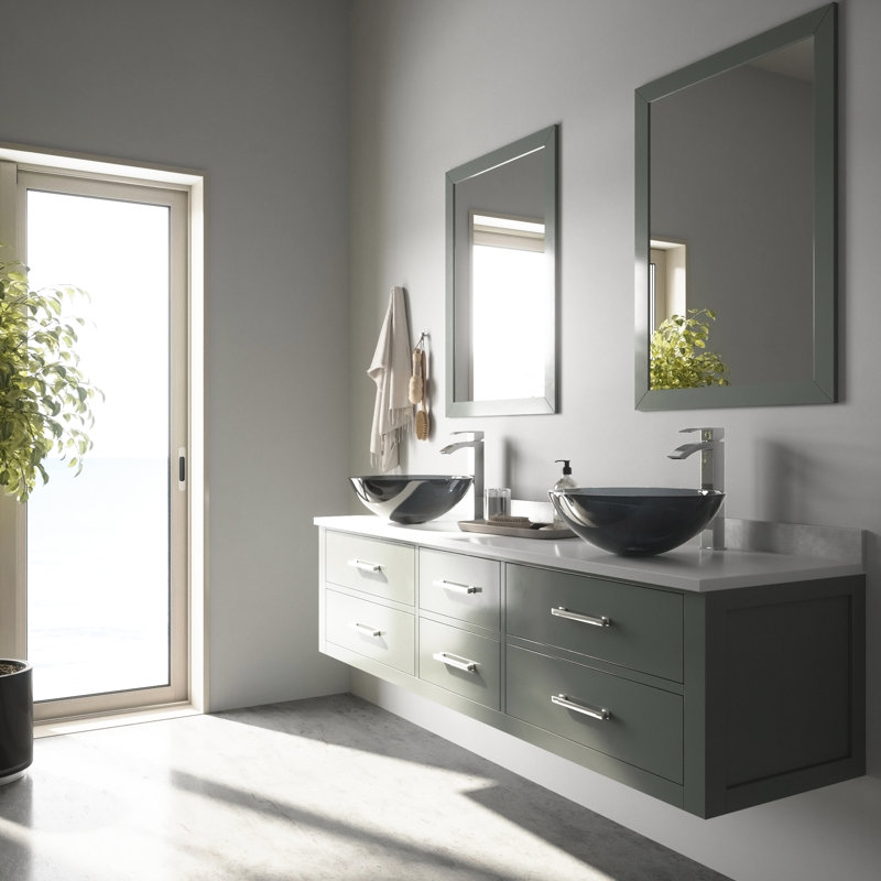 Lavabo de salle de bain vasque en verre avec robinet Giovanni Giovanni, Noir transparent, Chrome