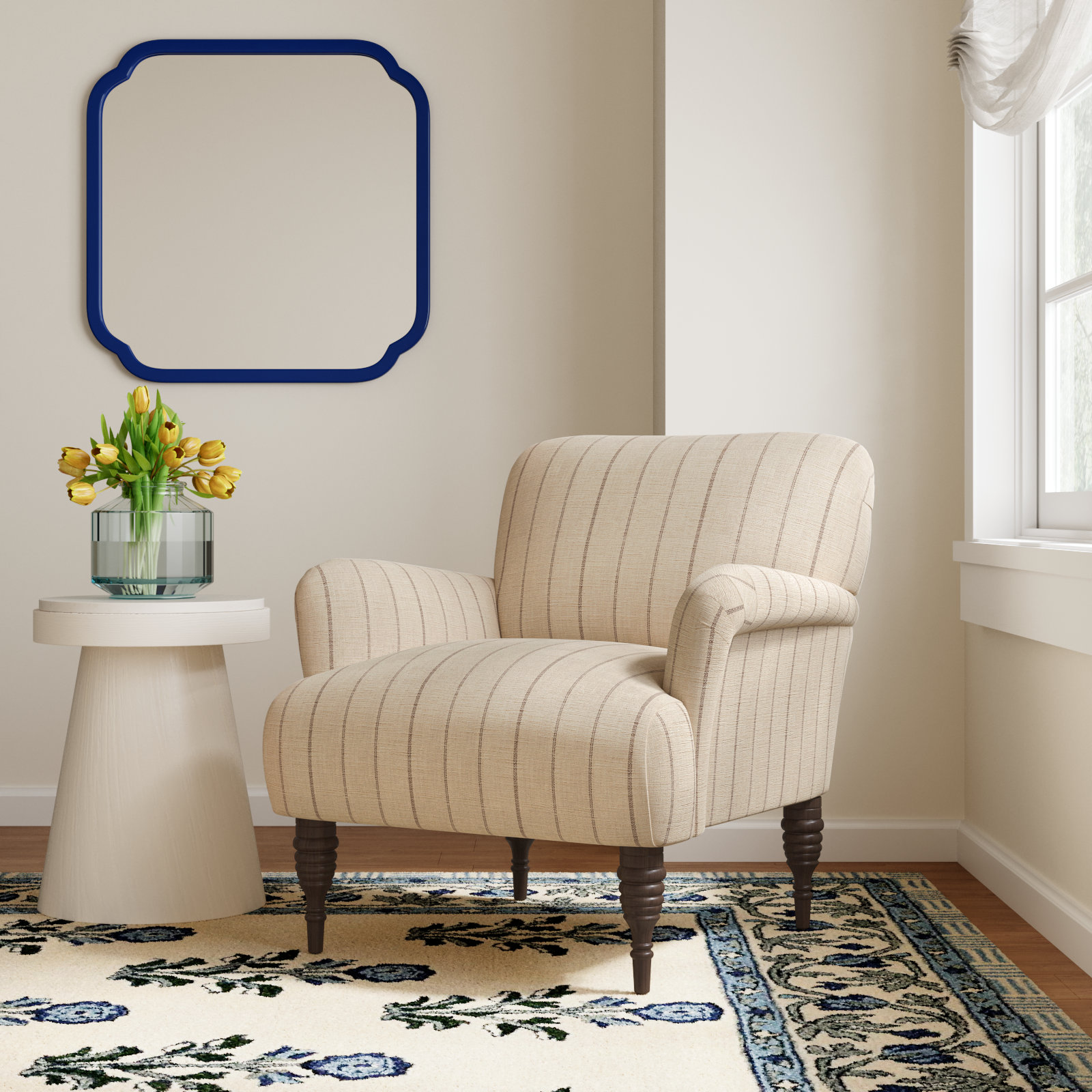 Allura Armchair, Fritz Charcoal Stripe