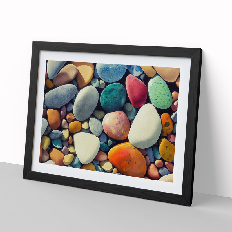 XH1022-2036X Collection Of River Pebbles Vol.2 - Single Picture Frame Print, 46cm H x 64cm W x 2cm D, Black