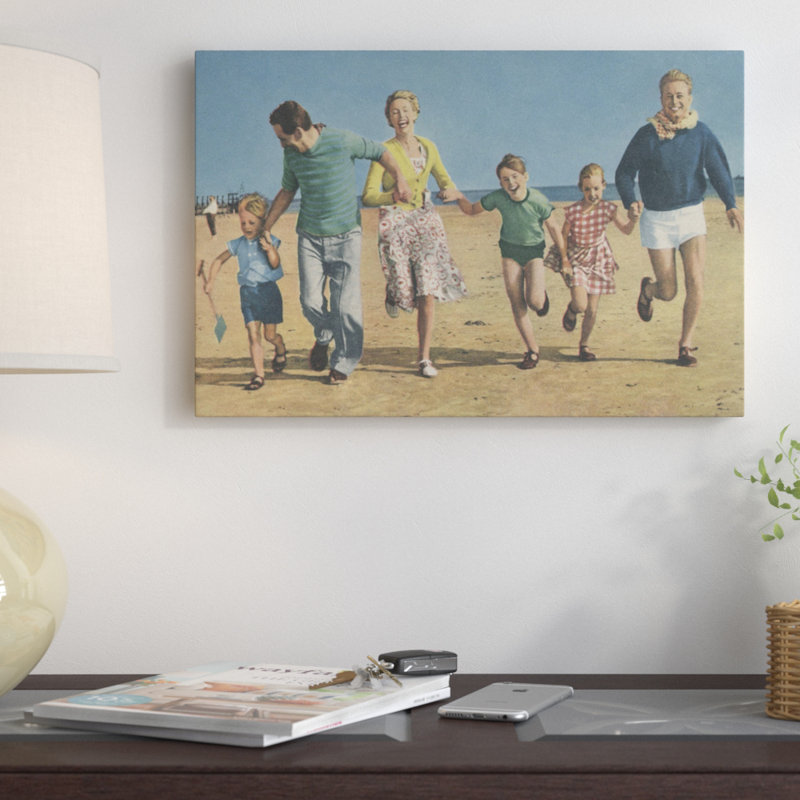 «Happy Family Running», impression sur toile, H 12 po x l 18 po x P 1,5 po, Toile tendue, Aucun mat