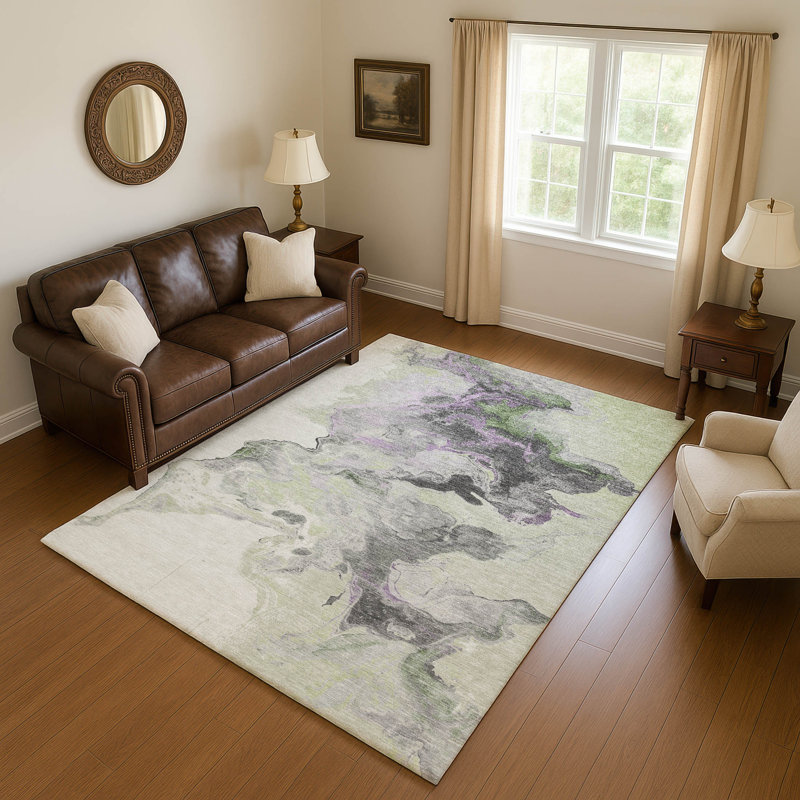 Tapis abstrait lavable à la machine de qualité supérieure Mehara AMF1688, Rectangle 9 pi x 12 pi