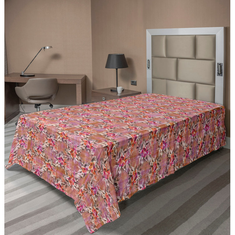 Drap plat à motif floral bohème Ambesonne