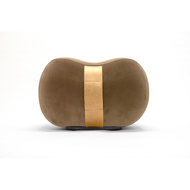 Milo Velvet Ottoman, Taupe/Umber Velvet