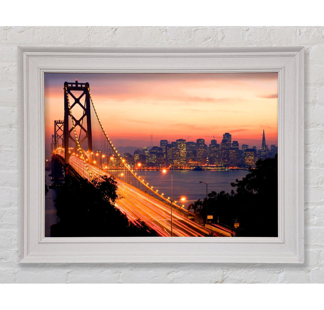 Golden Gate Bridge zur Stadt Gerahmter Druck