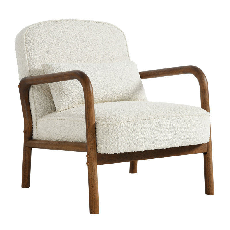 Charlie Boucle Upholstered Armchair, Ivory Fabric