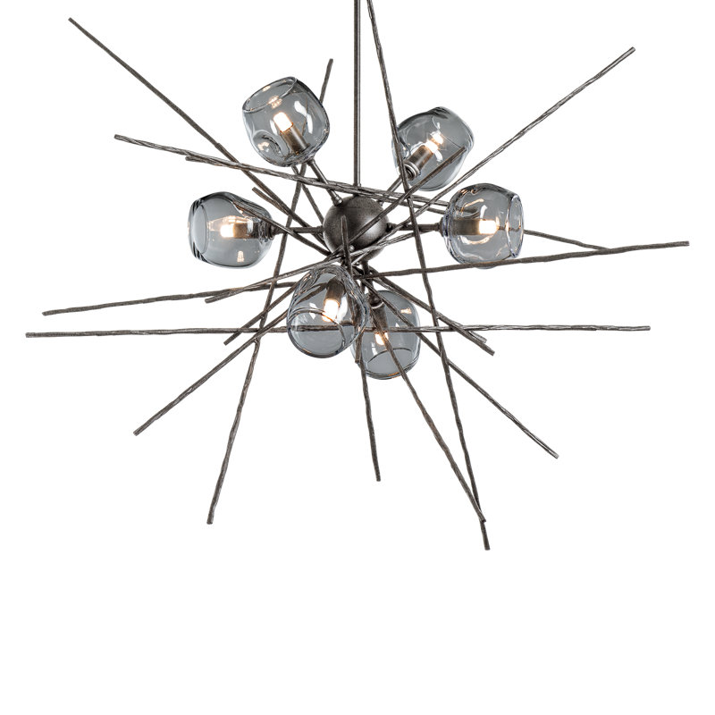 Griffin 6 - Light Chandelier, Cool Gray, 56.6" H x 39.2" W x 38.8" D, Natural Iron