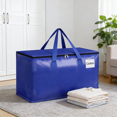 Heavy-Duty Moving And Storage Bags With Zipper, Reinforced Handles, And Tag Pocket - Collapsible Totes For Moving, Home Storage, And Travel