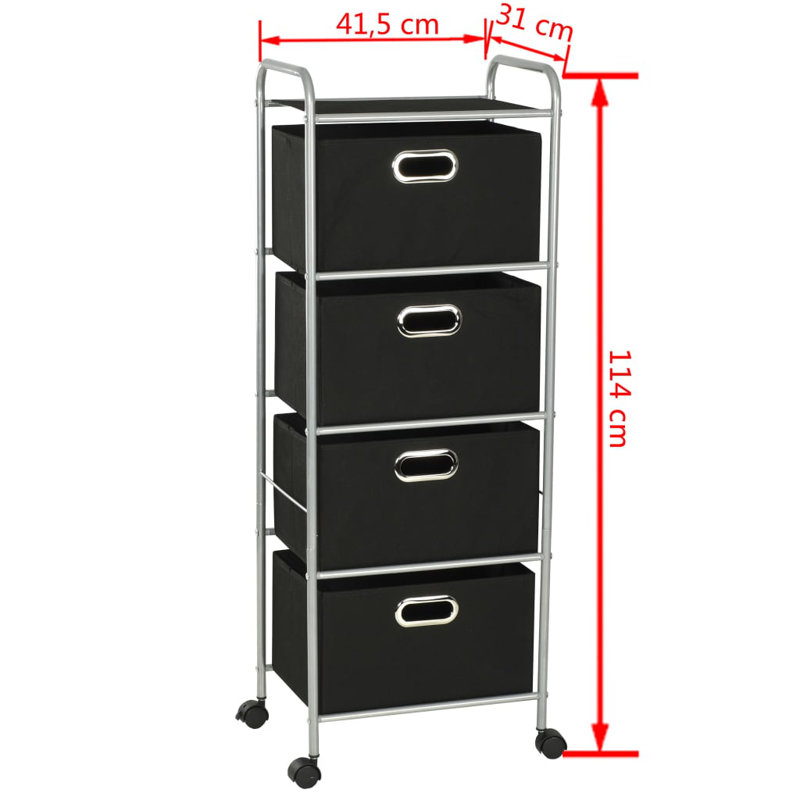 Rebrilliant Shelving Unit With 4 Storage Boxes Steel And Non-Woven Fabric