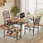 4-Piece Industrial Dining Table Set with Bench & 2 Chairs, Compact Kitchen Set with Storage Shelf for Small Spaces