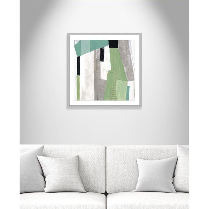 Evergreen Essence I par Tom Reeves, H 27,5 po x l 27,5 po x P 1,25 po, Encadré de boîte argent