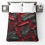 Couvre-lit rouge et vert à motif de feuilles tropicales-125028159