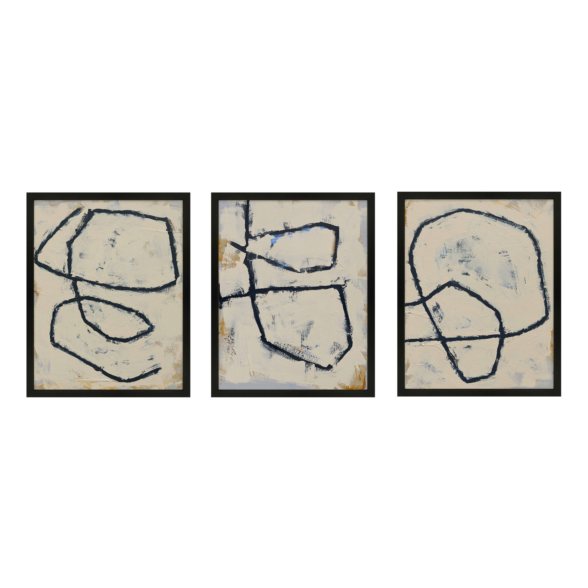Moser Twisted 4, 5, 6 by Jacques Pilon - 3 Piece Print Set, 38" H x 30" W x 1.25" D, Black Framed Paper