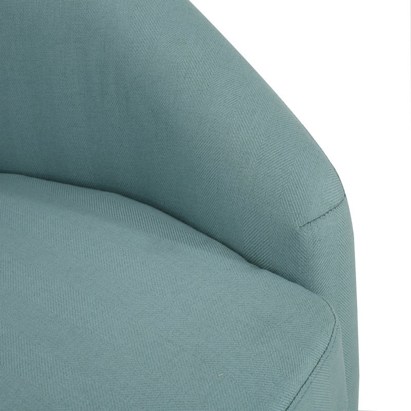Marsels Upholstered Swivel Glider Barrel Chair, Light Blue Polyester Blend