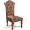 Chaises de salle à manger luxueuses en cerisier brun, bois massif, sièges en tissu à imprimé floral, détails complexes, sculptures traditionnelles de style grec
