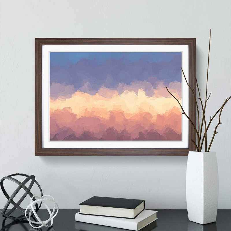 Cloud Stripes in Abstract - Picture Frame Graphic Art Print, 48cm H x 65cm W x 2cm D, Walnut Framed