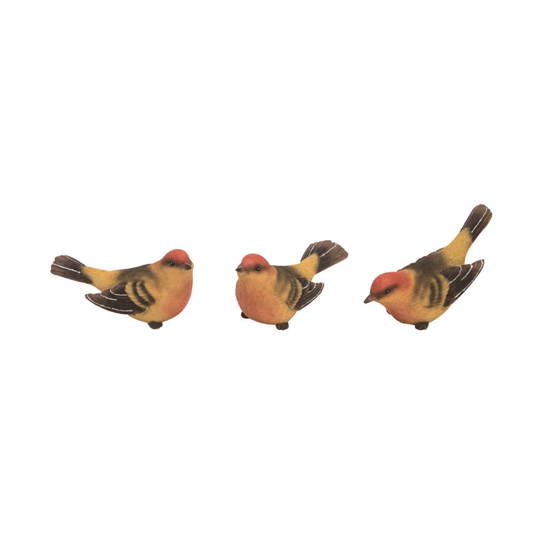  Large Resin Red Head Bird Set of 3 Spring Home Decorations