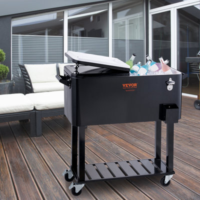 Station de service / chariot à roulettes avec refroidisseur de patio pour 80 litres VEVOR