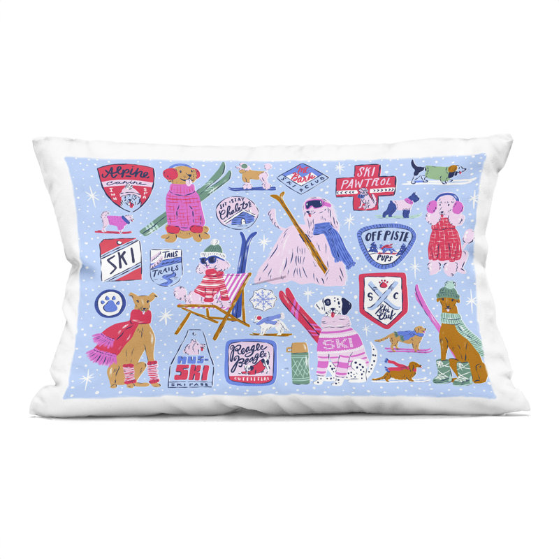 Ski Dogs Composition Decorative Printed Throw Pillow design by Krissy Mast