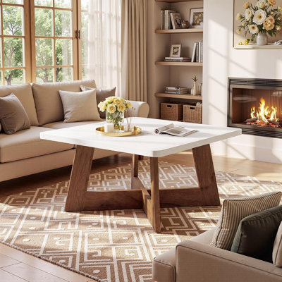 31.5" Square Coffee Table with Cross Leg