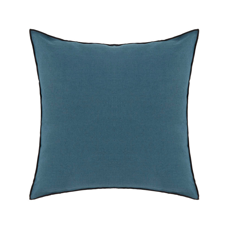 Carlina 100% Linen Button Pillow Protector, Navy Blue, Square