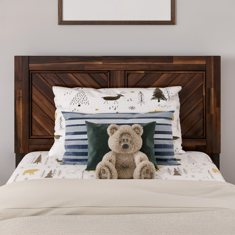 Emmitte Solid Wood Rustic Chevron Headboard, Twin, Barnwood