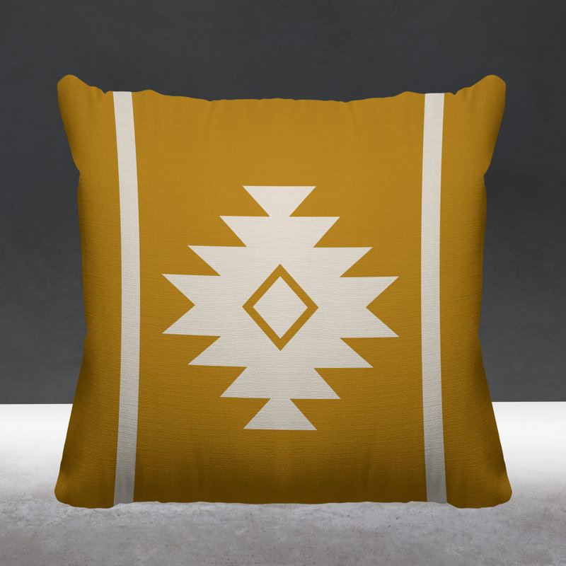Coussin décoratif intérieur / extérieur Wapi Southwestern, L 17 po x H 17 po, Jaune