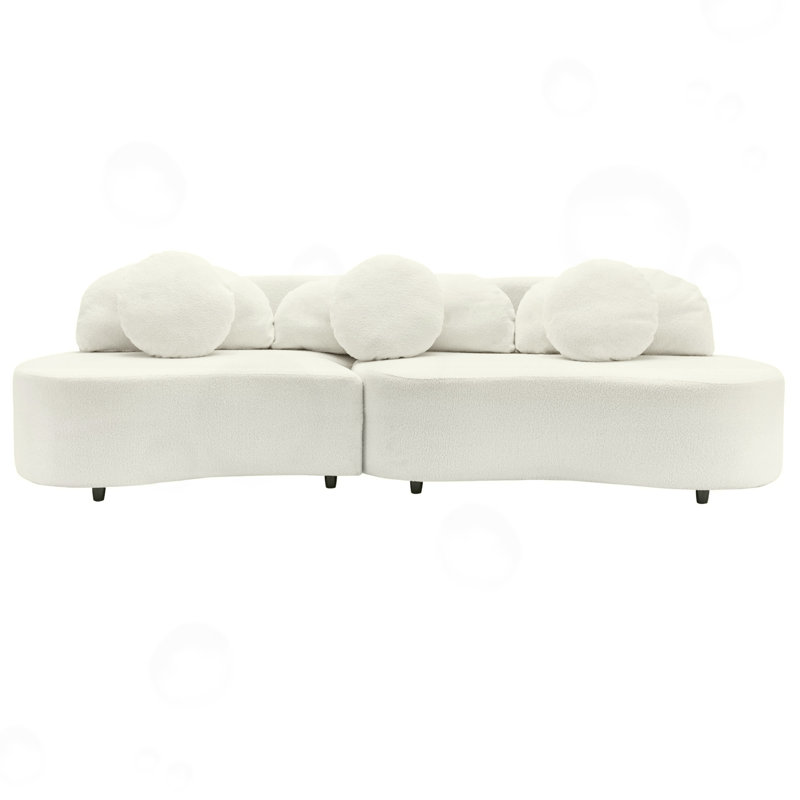 Lamb Velvet Sectional Sofa, Beige Velvet