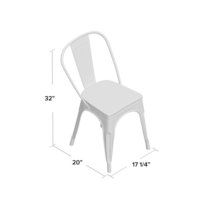 Christie 17.5'' H Stacking Side Chair, Vintage White/Espresso Wood
