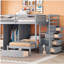 Lit superposé simple avec commode, tiroirs, gris-121069924