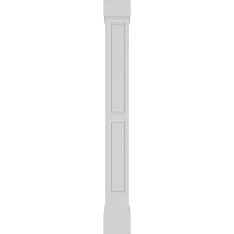 Square Non-Tapered Double Raised Panel PVC Endura-Craft Column Wrap Kit, Mission Capital & Base