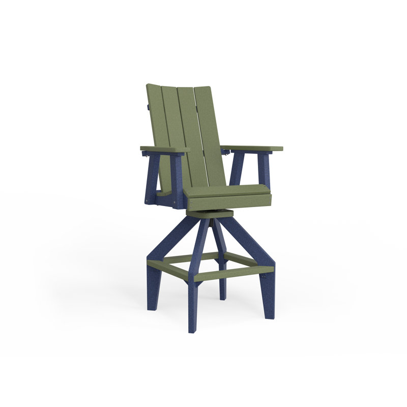SOL Outdoor Bar Stool, Navy Blue, Brazilian Walnut