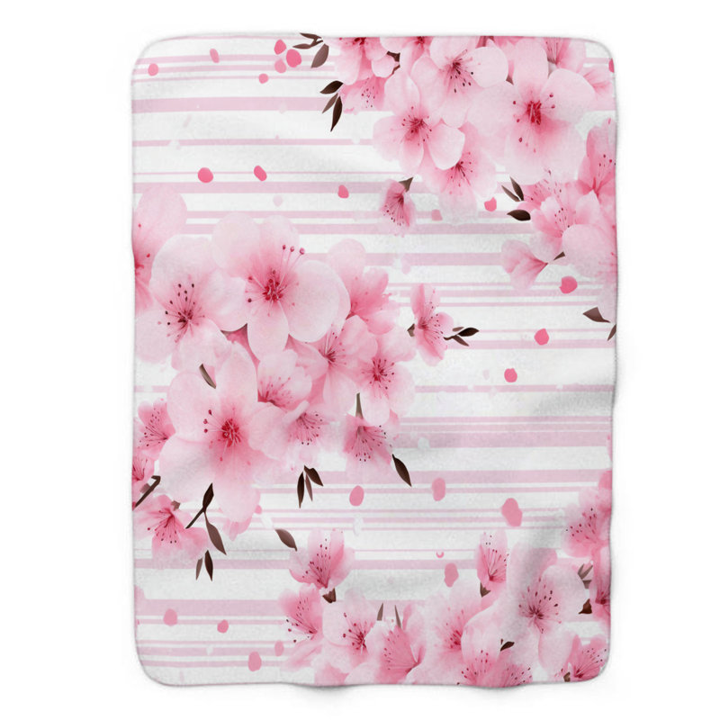 Fleur de cerisier - couverture de qualité supérieure 1 pièce, L 60 po x L 80 po