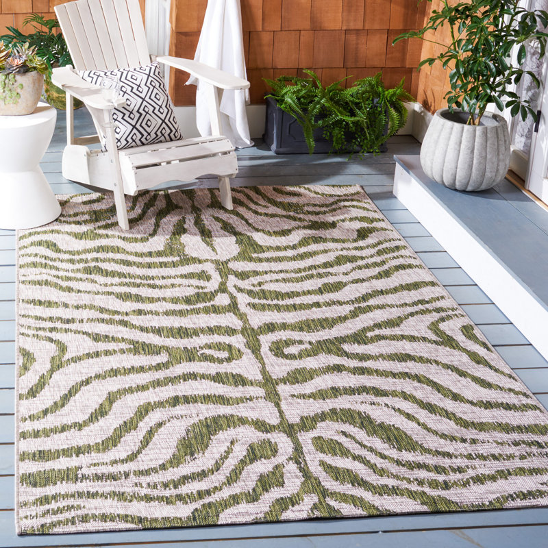 Tapis d'intérieur / extérieur à imprimé animal Aviyanna, Rectangle 8 pi x 10 pi