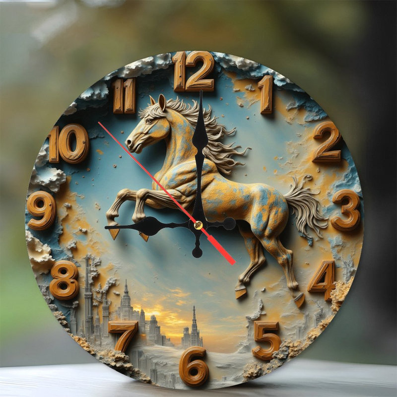 Horloge murale cheval