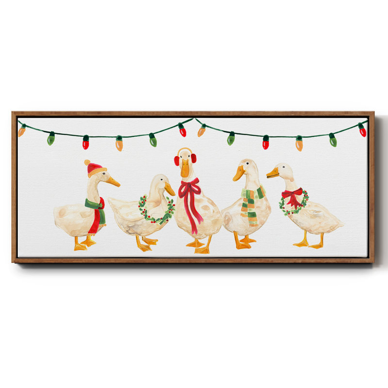 Merry Quackmas Collection D- Framed Canvas, 8" H x 20" W