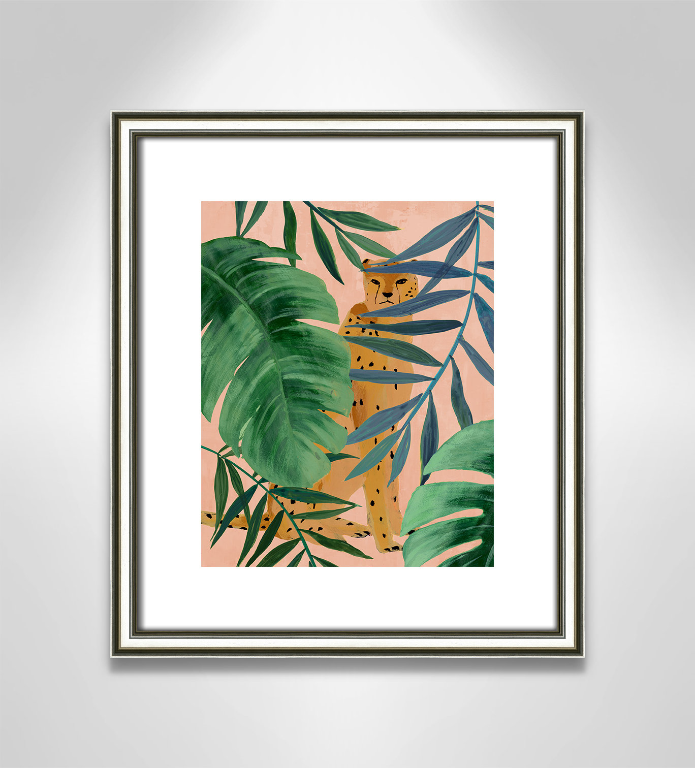Allie "Silent Jungle" Painting by Isabelle Z, 15" H x 13" W x 0.88" D, Silver Framed Paper