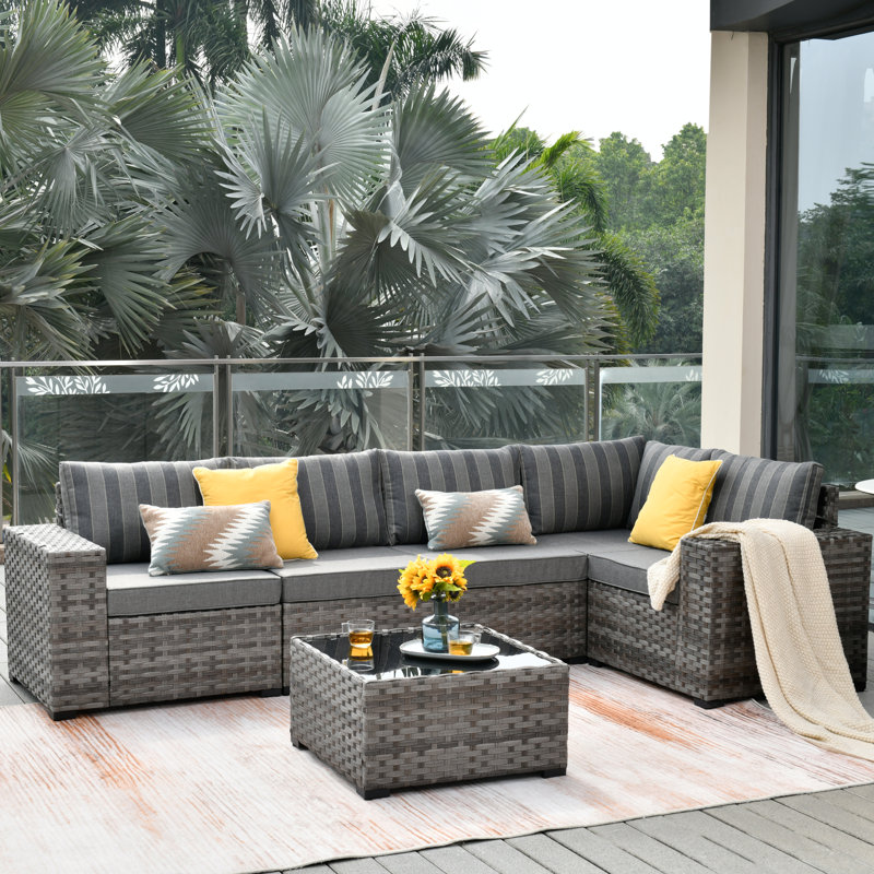 Ensemble de conversation modulaire avec coussins 6 pièces