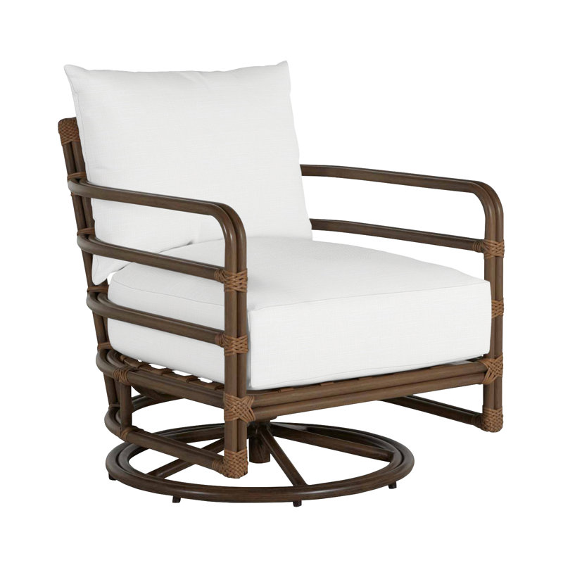 Malibu Swivel Patio Chair with Cushions, No Welt, Rollo Lace