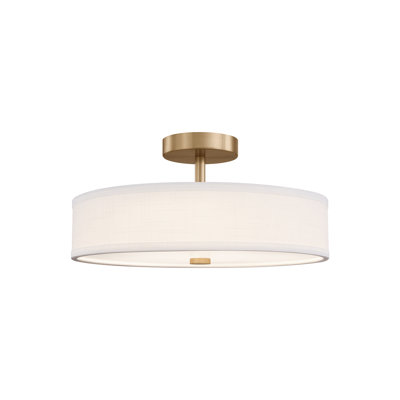 Textile - Genova LED Low-Profile Drum Semi-Flush - 18"W x 8.75"H - White Linen