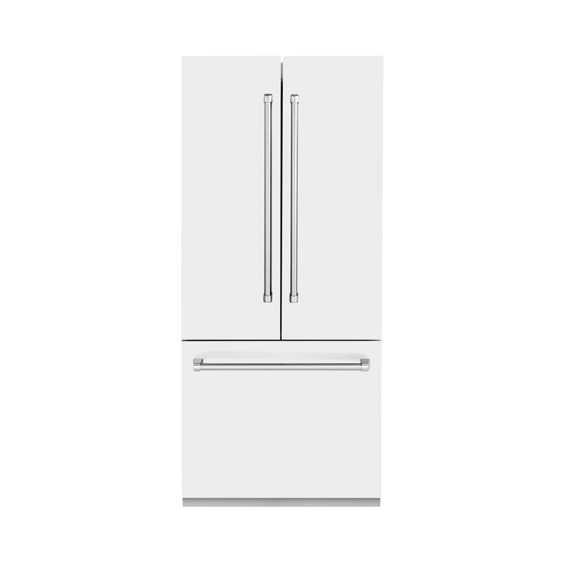 ZLINE 36" Built-In 3-Door French Door Refrigerator with Internal Water and Ice Dispenser, White Matte