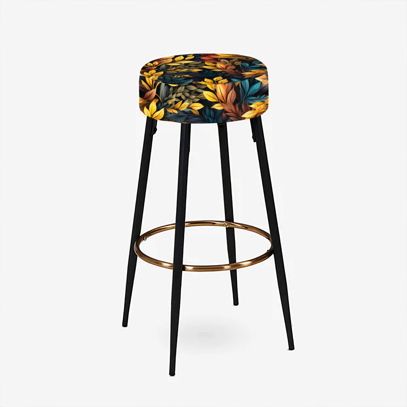 Ensemble de 2 tabourets de bar rétro jaune rustique