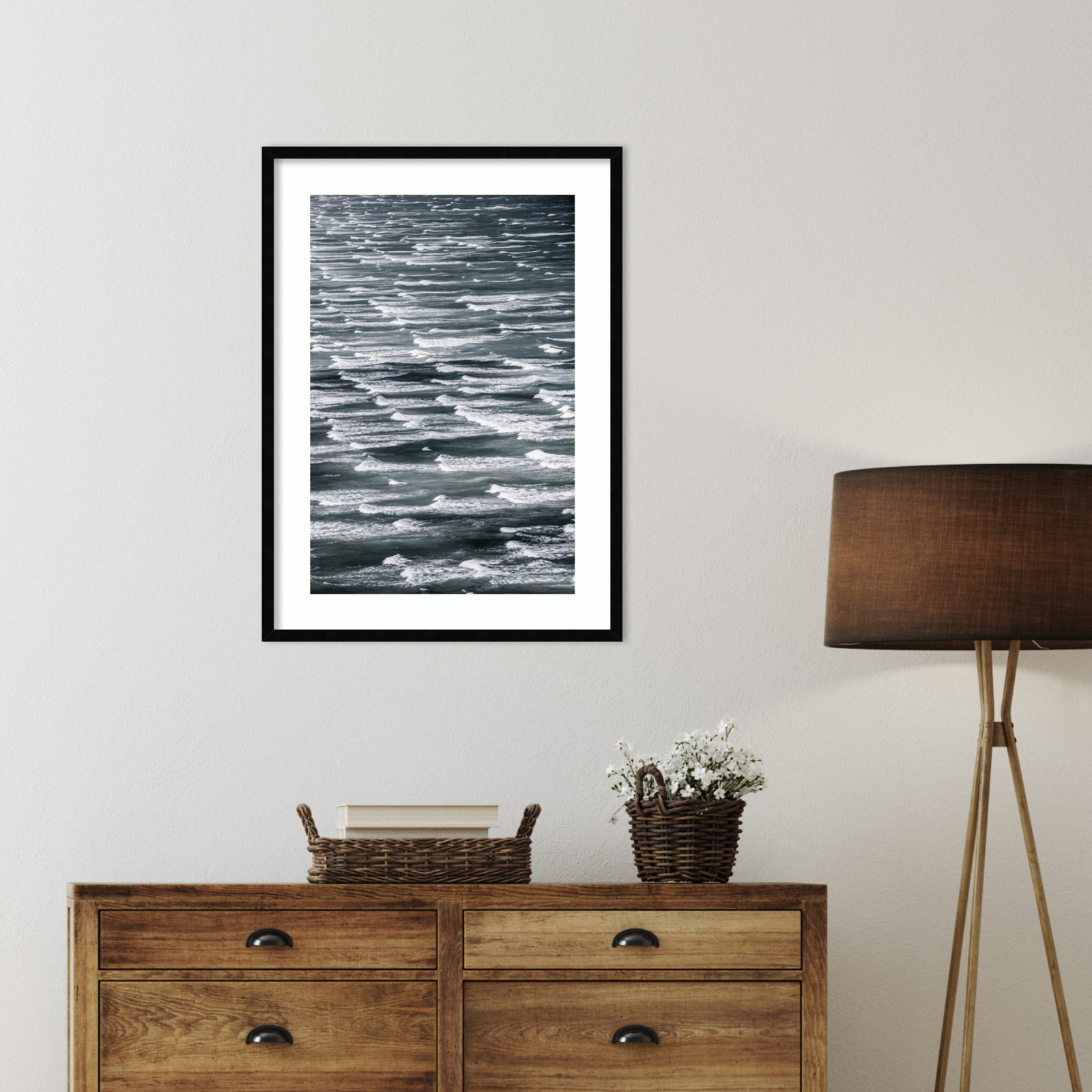 Daisey "Infinite Waves 02" Print, Black Framed, 33" H x 24" W