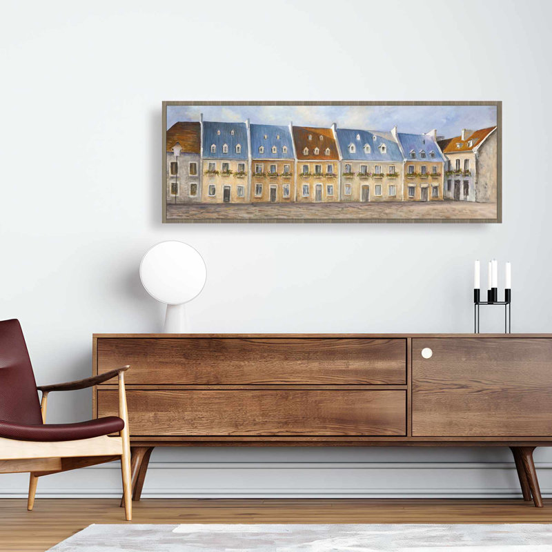 Vieille toile de Québec | Bleu, art contemporain encadré