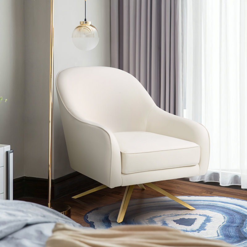 Pokorny 28.4'' Wide Faux Leather Swivel Armchair, White