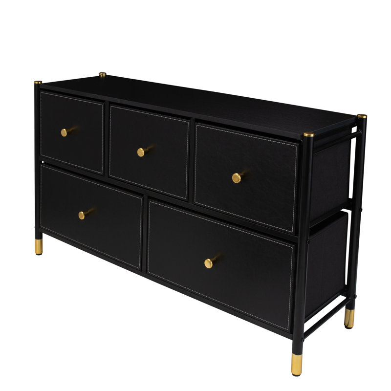Naaz 39.45'' W 5 - Drawer Dresser, Black