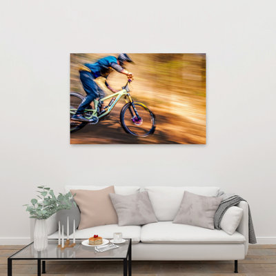 Fast Mountain Biking Abstract Contemporary Mountain Landscape Wall Art Print