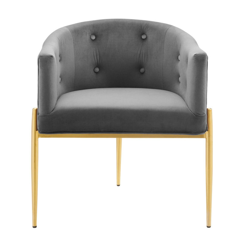 Savour Tufted Performance Velvet Accent Chair, Gray Velvet
